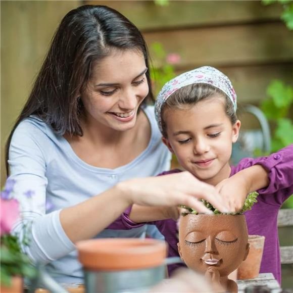 Face Planters Pots Succulent Planters Flower Pot Cute Head Planter Pot -Planters - Picture 4 of 7